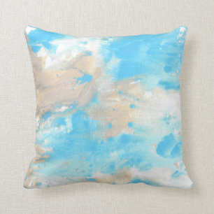 Aqua Beige Abstract Throw Pillow