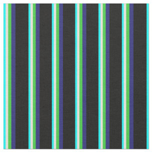 Aqua, Beige, Lime Green, Midnight Blue & Black Fabric