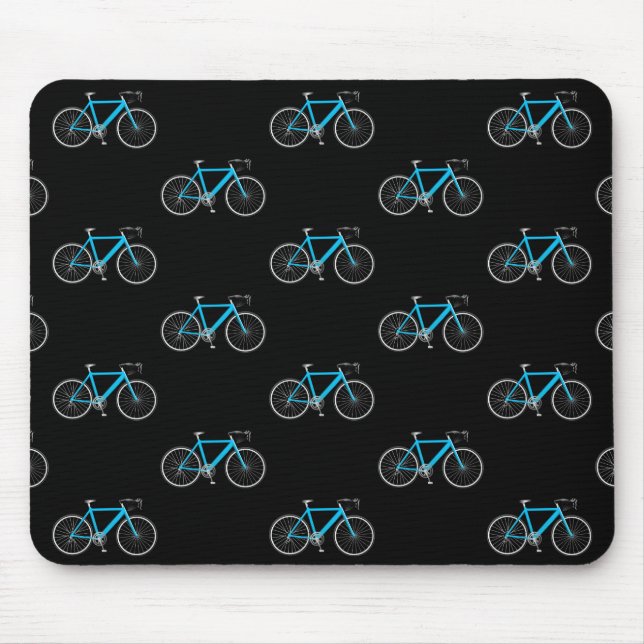 aqua bicycle on black mouse pad (Front)