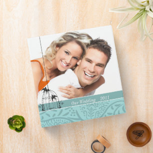 Aqua Bird Cage Your Photo Wedding Planner 2 Binder