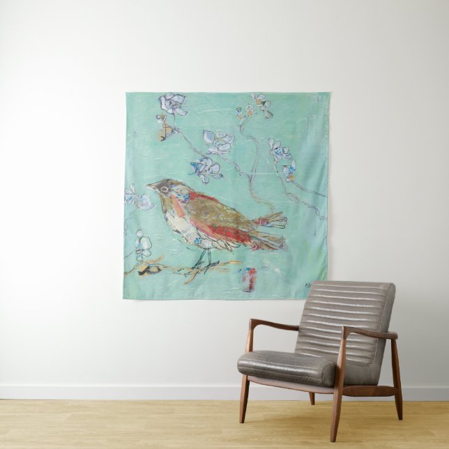Aqua Bird Tapestry (In Situ (Horizontal))