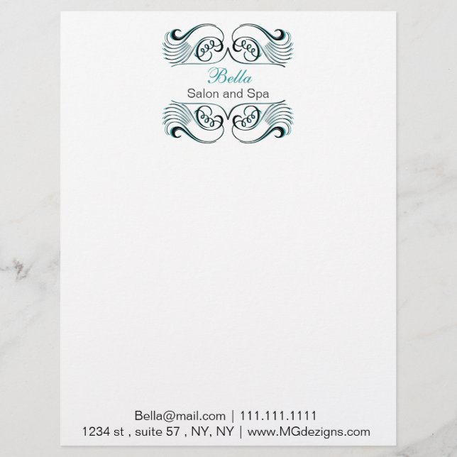 aqua  black and white Chic Business letterheads Letterhead (Front)