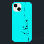 Aqua Black Elegant Calligraphy Script Name<br><div class="desc">Aqua Elegant Black Calligraphy Script Custom Personalized Name iPhone 14 Smart Phone Cases features a modern and trendy simple and stylish design with your personalized name in elegant hand written calligraphy script typography on an aqua background. Designed by ©Evco Studio www.zazzle.com/store/evcostudio</div>