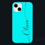 Aqua Black Elegant Calligraphy Script Name Case-Mate iPhone 14 Case<br><div class="desc">Aqua Elegant Black Calligraphy Script Custom Personalized Name iPhone 14 Smart Phone Cases features a modern and trendy simple and stylish design with your personalized name in elegant hand written calligraphy script typography on an aqua background. Designed by ©Evco Studio www.zazzle.com/store/evcostudio</div>