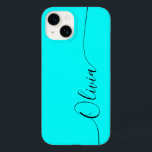 Aqua Black Elegant Calligraphy Script Name Case-Mate iPhone 14 Case<br><div class="desc">Aqua Elegant Black Calligraphy Script Custom Personalized Name iPhone 14 Smart Phone Cases features a modern and trendy simple and stylish design with your personalized name in elegant hand written calligraphy script typography on an aqua background. Designed by ©Evco Studio www.zazzle.com/store/evcostudio</div>