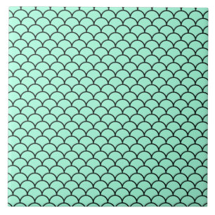 Aqua Black Mermaid Design Custom Decorative Tile