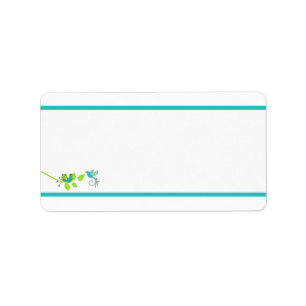 Aqua Blanc Vert Floral Oiseaux Blank Étiquette de 