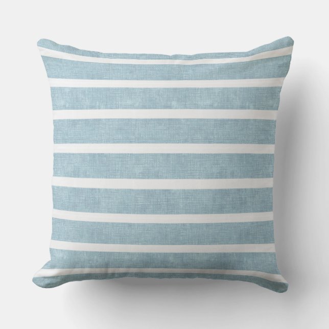 Aqua Bleu & Blancs Lance Oreiller (Recto)