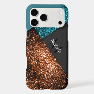 Aqua bleu bronze paillettes bloc de couleur Monogr