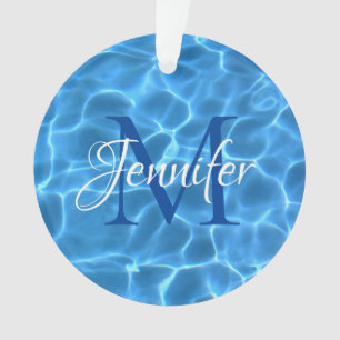 Aqua Bleu et Blanc Piscine Photo Monogramme