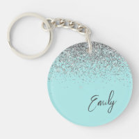 Aqua bleu Turquoise Parties scintillant argent Mon