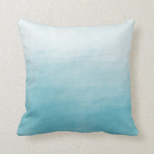 Aqua Bliss Watercolor Ombre Throw Pillow
