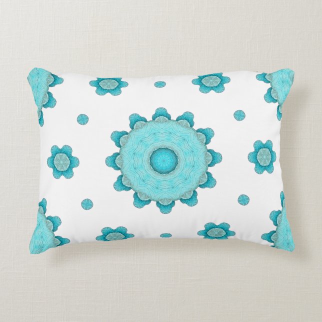 Aqua Bloom Accent Pillow (Front)
