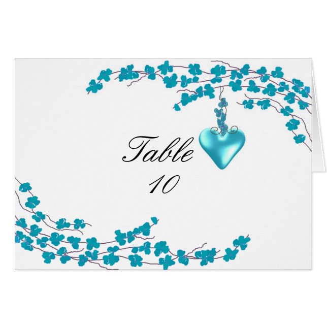 Aqua Blossom et Table de Coeur Numéro de siège (Devant Horizontal)