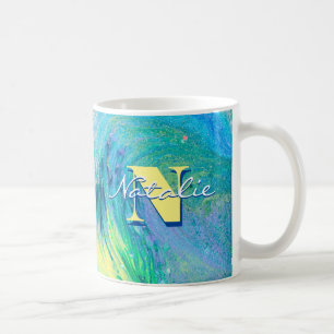 Aqua Blue Acrylique Flux Art Café Mug