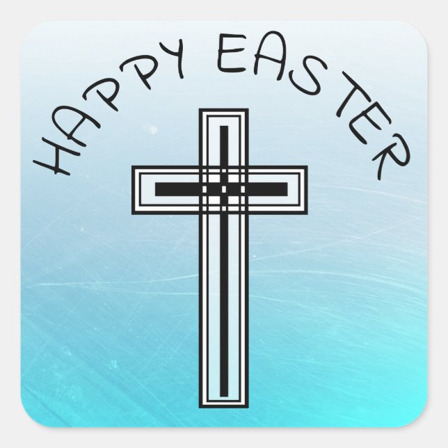 Aqua Blue and Black Cross Religious Stickers (Front)