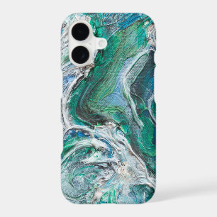 Aqua, blue and green abstract art iPhone case
