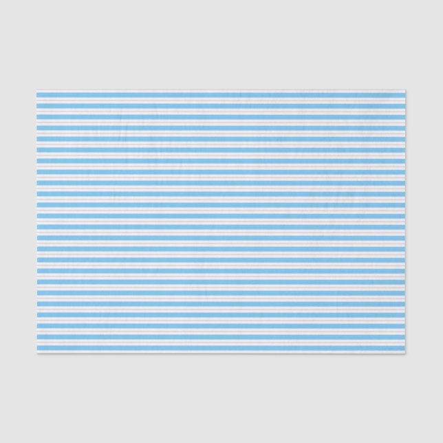 Aqua Blue and Grey Striped Tissue Paper (Front)