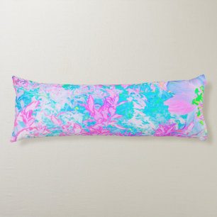 Aqua Blue and Hot Pink Hydrangea Landscape Body Pillow