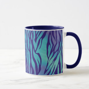 Aqua Blue And Purple Zebra Stripes Mug