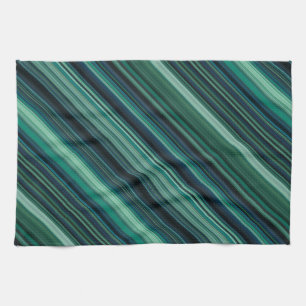 Aqua Blue and Teal Stripes Kitchen Towel
