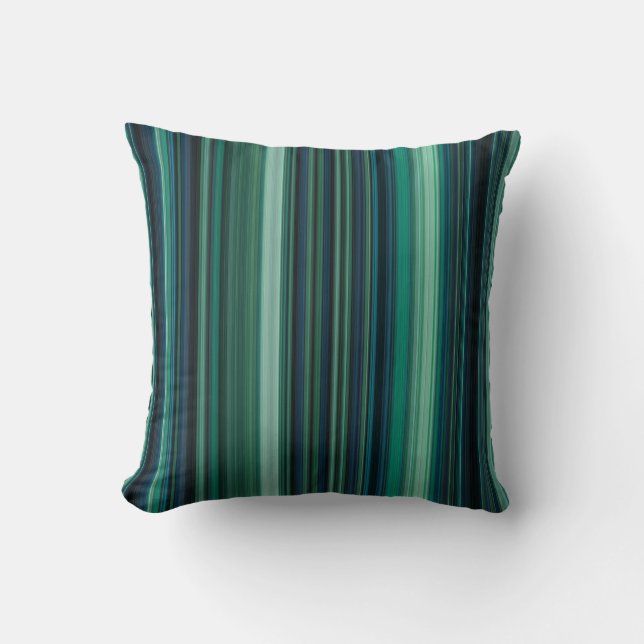 Aqua Blue and teal Stripes Throw Pillow (Front)