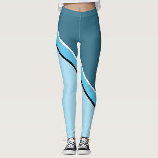 Aqua Blue and Turquoise Diagonal Leggings