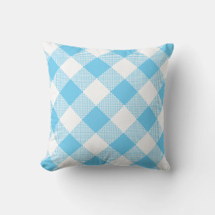 Aqua Blue and White Gingham on a Pillow