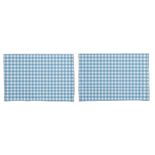Aqua Blue and White Gingham Pattern Pillowcase