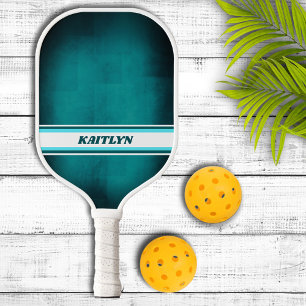 Aqua Blue and White Personalized Pickleball Paddle