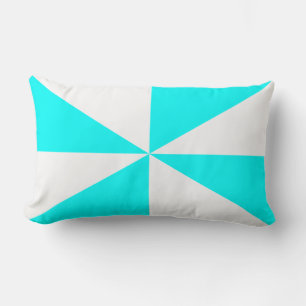 Aqua Blue and White Pinwheel Lumbar Pillow
