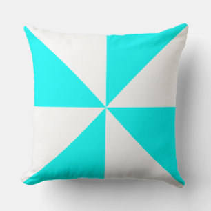Aqua Blue and White Pinwheel Throw Pillow