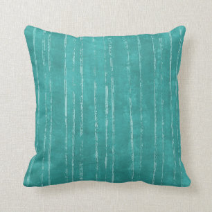 Aqua blue and white stripe pattern throw pillow