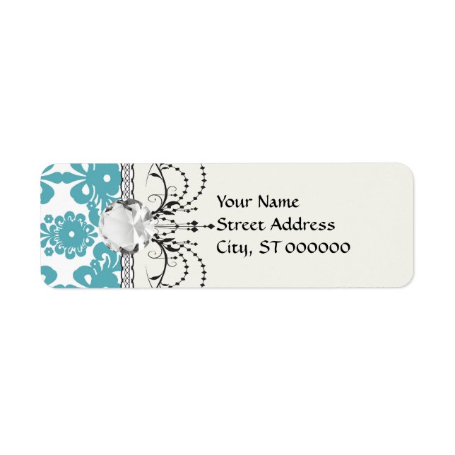 aqua blue and white swirl damask pattern (Front)