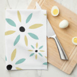 Aqua Blue And Yellow Mid Century Modern Flowers Kitchen Towel<br><div class="desc">This funky mid century modern kitchen towel features a pattern of abstract flowers in aqua blue and yellow. This will add that pop of colour to your kitchen decor.</div>