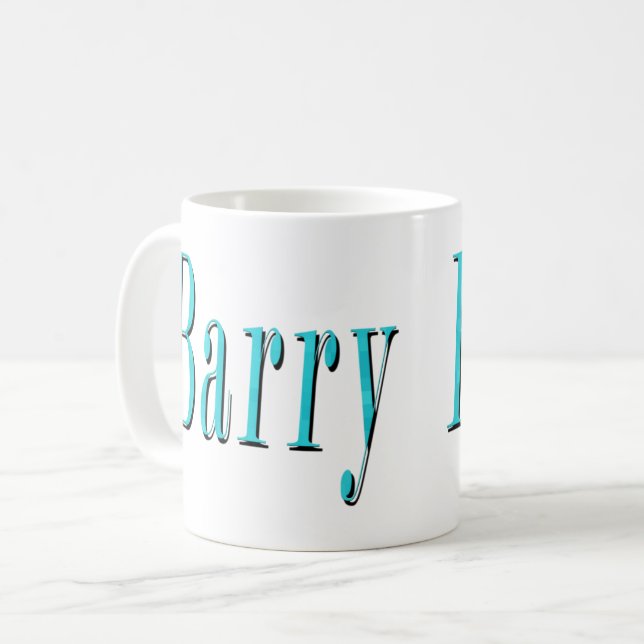 Aqua Blue Barry Name Logo, Coffee Mug (Front Left)