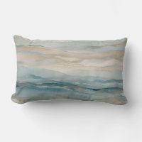 Aqua Blue Beige Teal Cream Abstract Wave Pattern