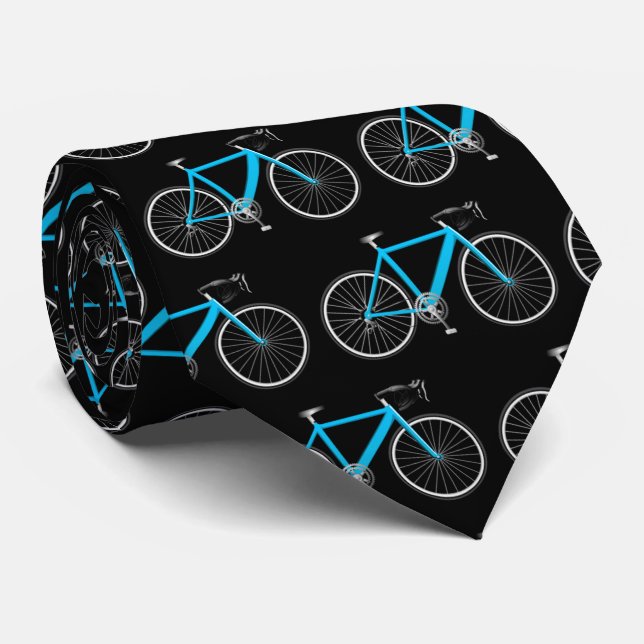 aqua blue bicycle on black tie (Rolled)