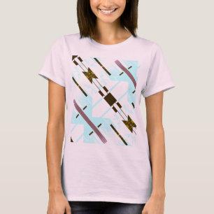Aqua Blue Black Diagonal Arrow Southwest inspired T-Shirt