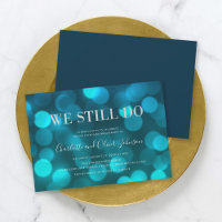 Aqua Blue Bokeh Lights Silver Wedding Anniversary