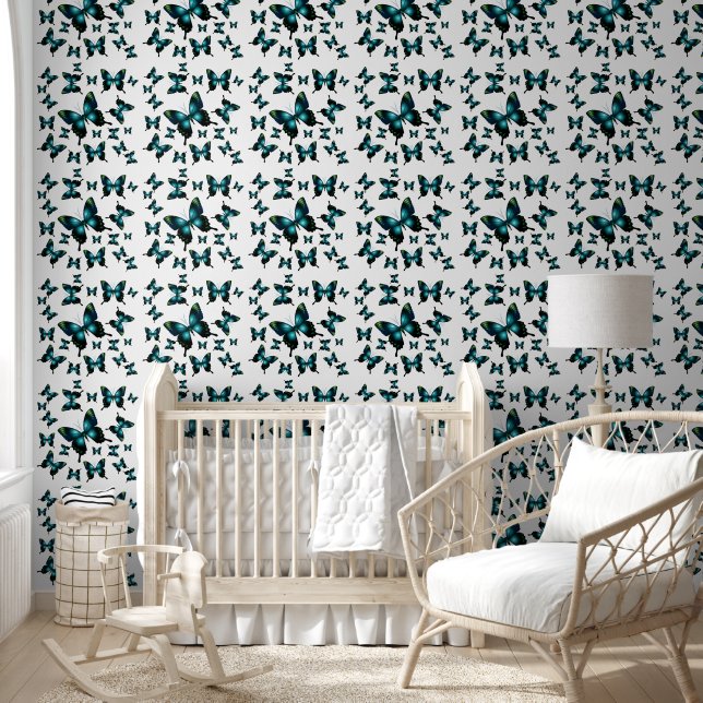 Aqua Blue Butterflies Wallpaper (Kids)