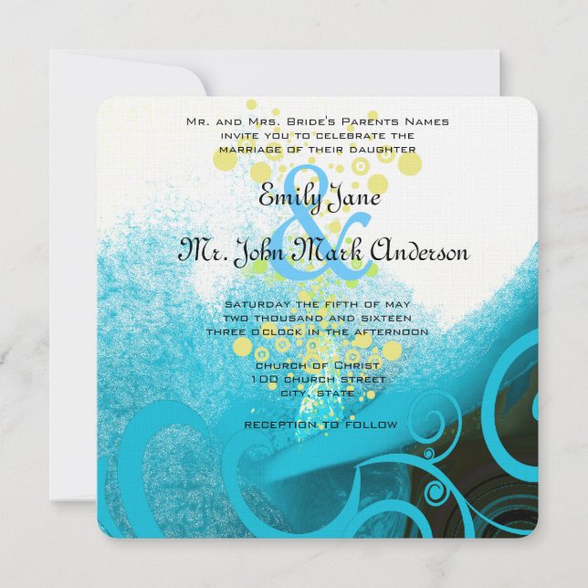 Aqua Blue Calla Lily Fleur mariage Invitations (Devant)