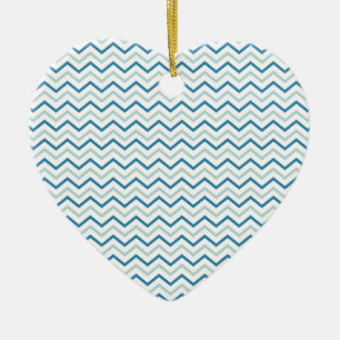 Aqua Blue Chevron Pattern Ceramic Ornament