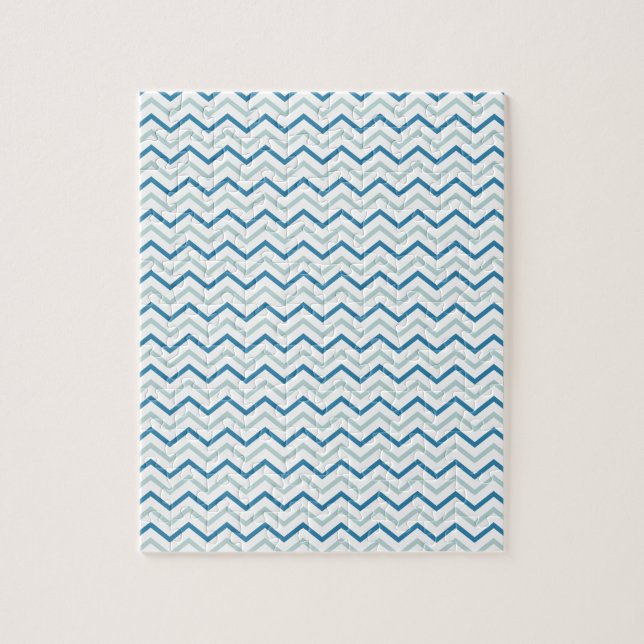 Aqua Blue Chevron Pattern Jigsaw Puzzle (Vertical)