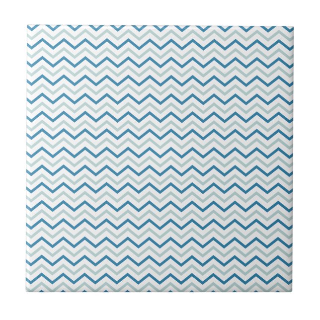 Aqua Blue Chevron Pattern Tile (Front)
