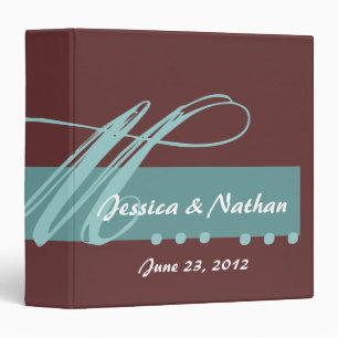Aqua Blue & Chocolate Wedding Monogram Binder