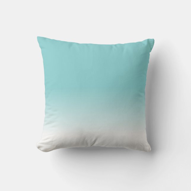 Aqua Blue Colour of 2021 Popular Ombre Throw Pillow (Front)