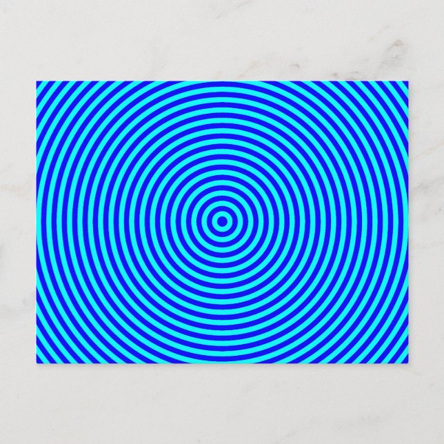 Aqua Blue Concentric Circles Postcard (Front)