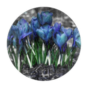 Aqua Blue Crocus Blooms Cutting Board