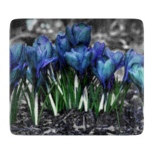 Aqua Blue Crocus Blooms Cutting Board